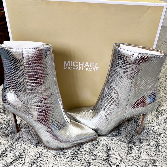 Michael Kors Shoes - Michael Kors Leona Metallic Leather Snake Boots